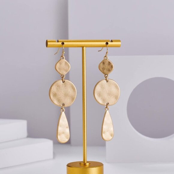 Burnt Gold Boho Earrings For Women Antique Silver Disc Dangle Earrings Vintage S - Picture 4 of 6